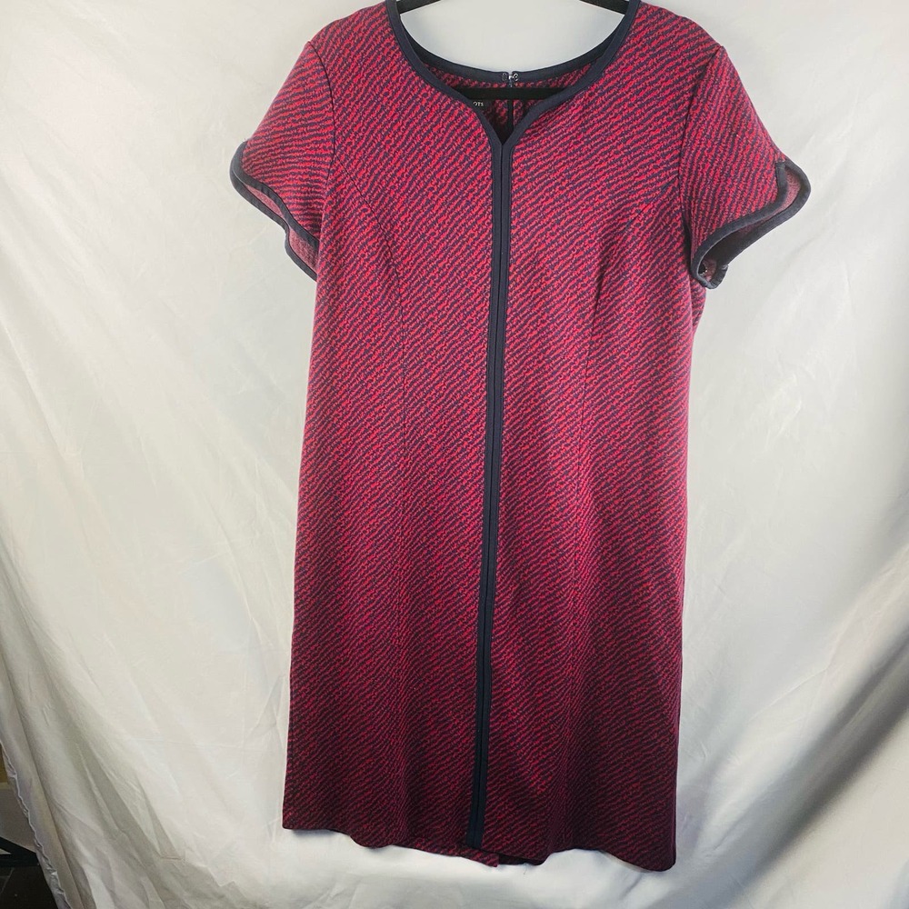 Talbots Red and Blue Striped Short Sleeved Sheath Dress Knee-Length Size 16